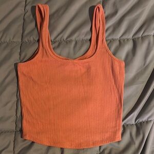 Women's Orange Ribbed Tank Top